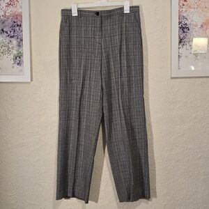 LAURA SCOTT Glen Plaid Trousers Black & White Dress Pants Check Bottoms Size 12
